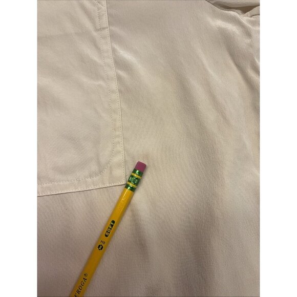 St‎ John Silk Blouse Ivory Button Up Pointed Collar Size 16 - Picture 7 of 12